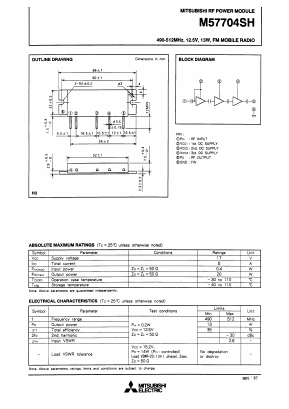 M57704SH Datasheet PDF MITSUBISHI ELECTRIC 