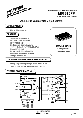 M61512FP Datasheet PDF MITSUBISHI ELECTRIC 
