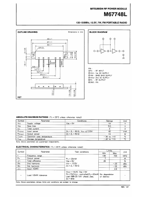 M67748L Datasheet PDF MITSUBISHI ELECTRIC 