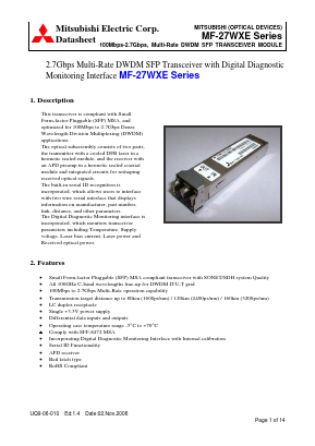 MF-27WXE-M21ZA500 Datasheet PDF MITSUBISHI ELECTRIC 