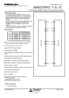 MH8S72PHC-10 Datasheet PDF MITSUBISHI ELECTRIC 