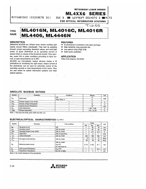 ML4406 Datasheet PDF MITSUBISHI ELECTRIC 