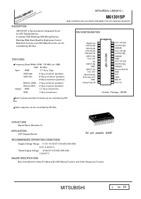 M61301E Datasheet PDF MITSUBISHI ELECTRIC 