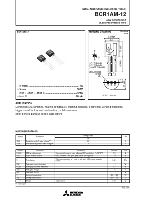 BCR1AM-12 Datasheet PDF MITSUBISHI ELECTRIC 