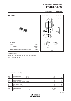 FS10ASJ-03 Datasheet PDF MITSUBISHI ELECTRIC 