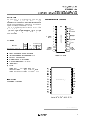M5M5V108DKV-70HI Datasheet PDF MITSUBISHI ELECTRIC 