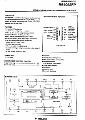 M64092FP Datasheet PDF MITSUBISHI ELECTRIC 