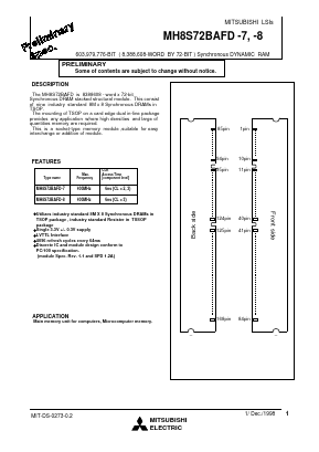MH8S72BAFD-8 Datasheet PDF MITSUBISHI ELECTRIC 