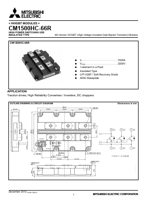 CM1500HC-66R Datasheet PDF MITSUBISHI ELECTRIC 