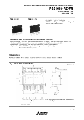 PS21661-RZ/-FR Datasheet PDF MITSUBISHI ELECTRIC 