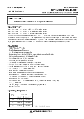 M2S56D20AKT-75L Datasheet PDF MITSUBISHI ELECTRIC 