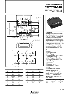 CM75TU-24H Datasheet PDF MITSUBISHI ELECTRIC 
