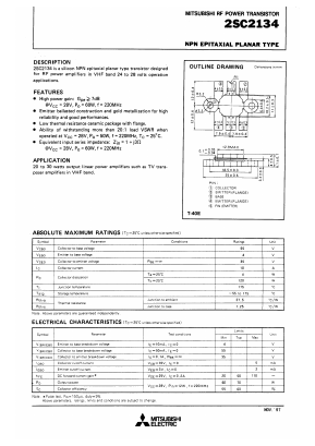 2SC2134 Datasheet PDF MITSUBISHI ELECTRIC 