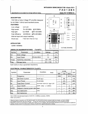 FA01384 Datasheet PDF MITSUBISHI ELECTRIC 