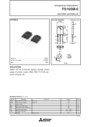 FS16SM-6 Datasheet PDF MITSUBISHI ELECTRIC 