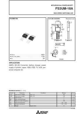FS3UM-18A Datasheet PDF MITSUBISHI ELECTRIC 