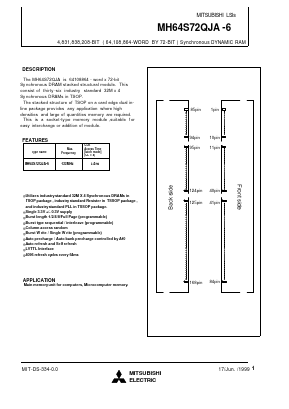 MH64S72QJA-6 Datasheet PDF MITSUBISHI ELECTRIC 