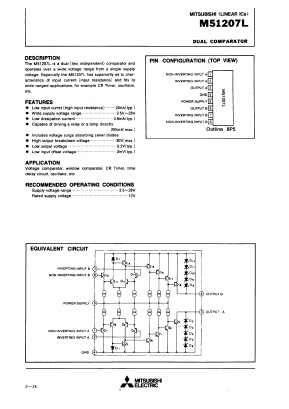 M51207L Datasheet PDF MITSUBISHI ELECTRIC 