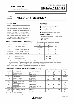 ML60127R Datasheet PDF MITSUBISHI ELECTRIC 