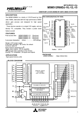 M5M512R88DJ-15 Datasheet PDF MITSUBISHI ELECTRIC 
