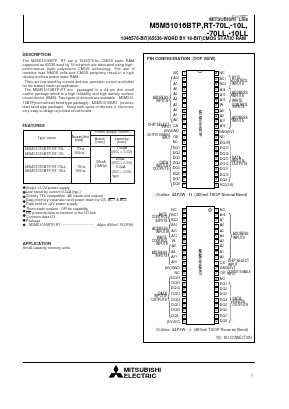 M5M51016BRT-10LL Datasheet PDF MITSUBISHI ELECTRIC 