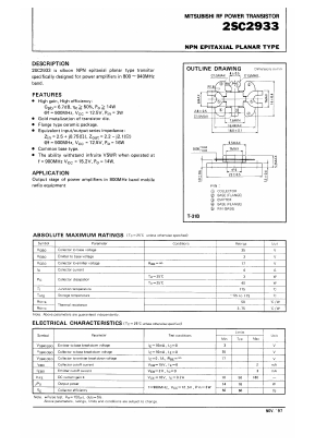 C2933 Datasheet PDF MITSUBISHI ELECTRIC 