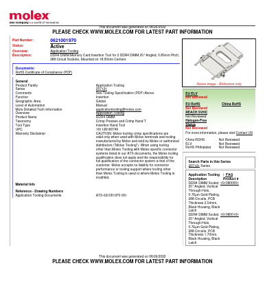 0621001970 Datasheet PDF Molex Connectors