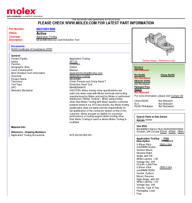 0621001900 Datasheet PDF Molex Connectors