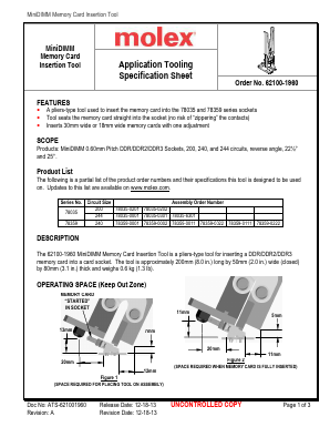 62100-1960 Datasheet PDF Molex Connectors