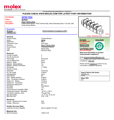 70504-C-50 Datasheet PDF Molex Connectors