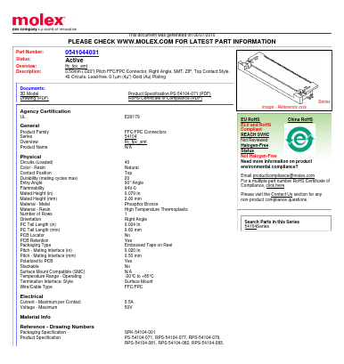 54104-4031 Datasheet PDF Molex Connectors