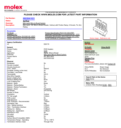 5045-02A Datasheet PDF Molex Connectors