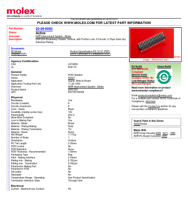 0022280082 Datasheet PDF Molex Connectors