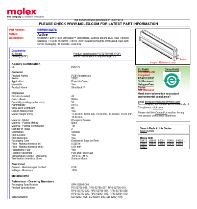 52901-0474 Datasheet PDF Molex Connectors