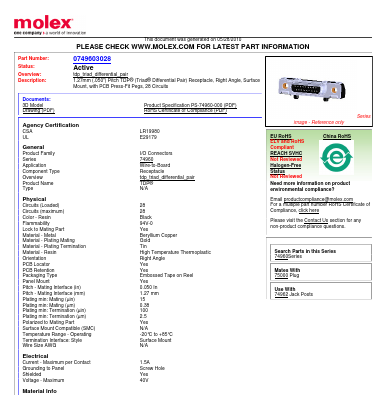 74960-3028 Datasheet PDF Molex Connectors