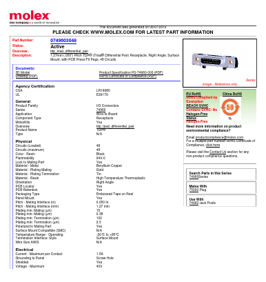 74960-3048 Datasheet PDF Molex Connectors