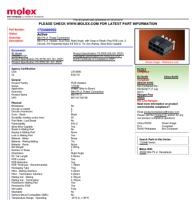 172448-0002 Datasheet PDF Molex Connectors