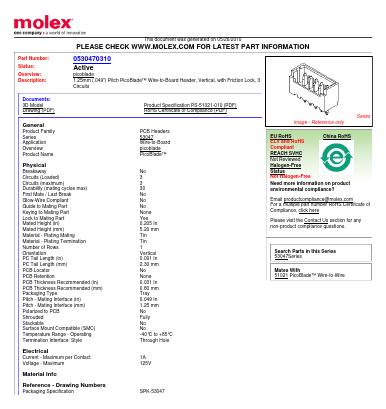 53047-0310 Datasheet PDF Molex Connectors