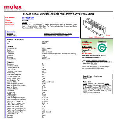 0878321420 Datasheet PDF Molex Connectors