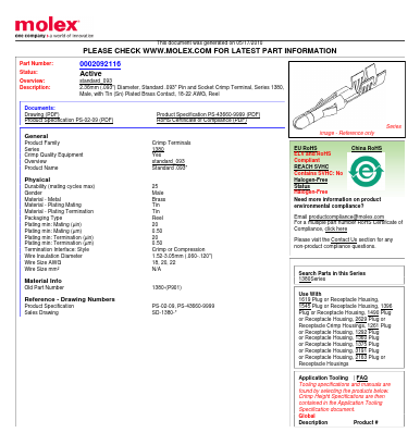 1380-P901 Datasheet PDF Molex Connectors