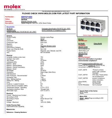 0857271003 Datasheet PDF Molex Connectors