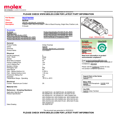 502578-0500_ Datasheet PDF Molex Connectors