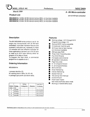 MSU2959 Datasheet PDF Mosel Vitelic Corporation 