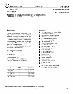 MSU2953 Datasheet PDF Mosel Vitelic Corporation 