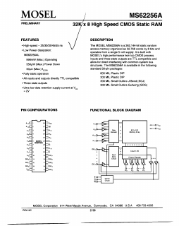 MS62256A-35PC Datasheet PDF Mosel Vitelic Corporation 