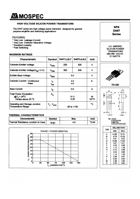 D44T3 Datasheet PDF Mospec Semiconductor