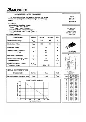 BU426 Datasheet PDF Mospec Semiconductor