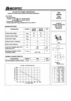 2N3789 Datasheet PDF Mospec Semiconductor