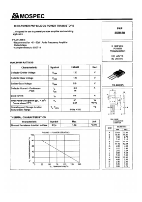 2SB688 Datasheet PDF Mospec Semiconductor