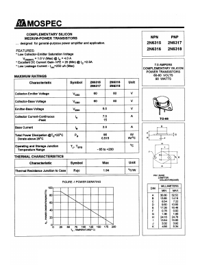 2N6316 Datasheet PDF Mospec Semiconductor